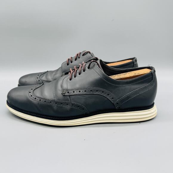 Cole Haan Shoes Mens 9.5 Gray Leather OriginalGrand Wingtip Oxford Dress Brogue main image 8